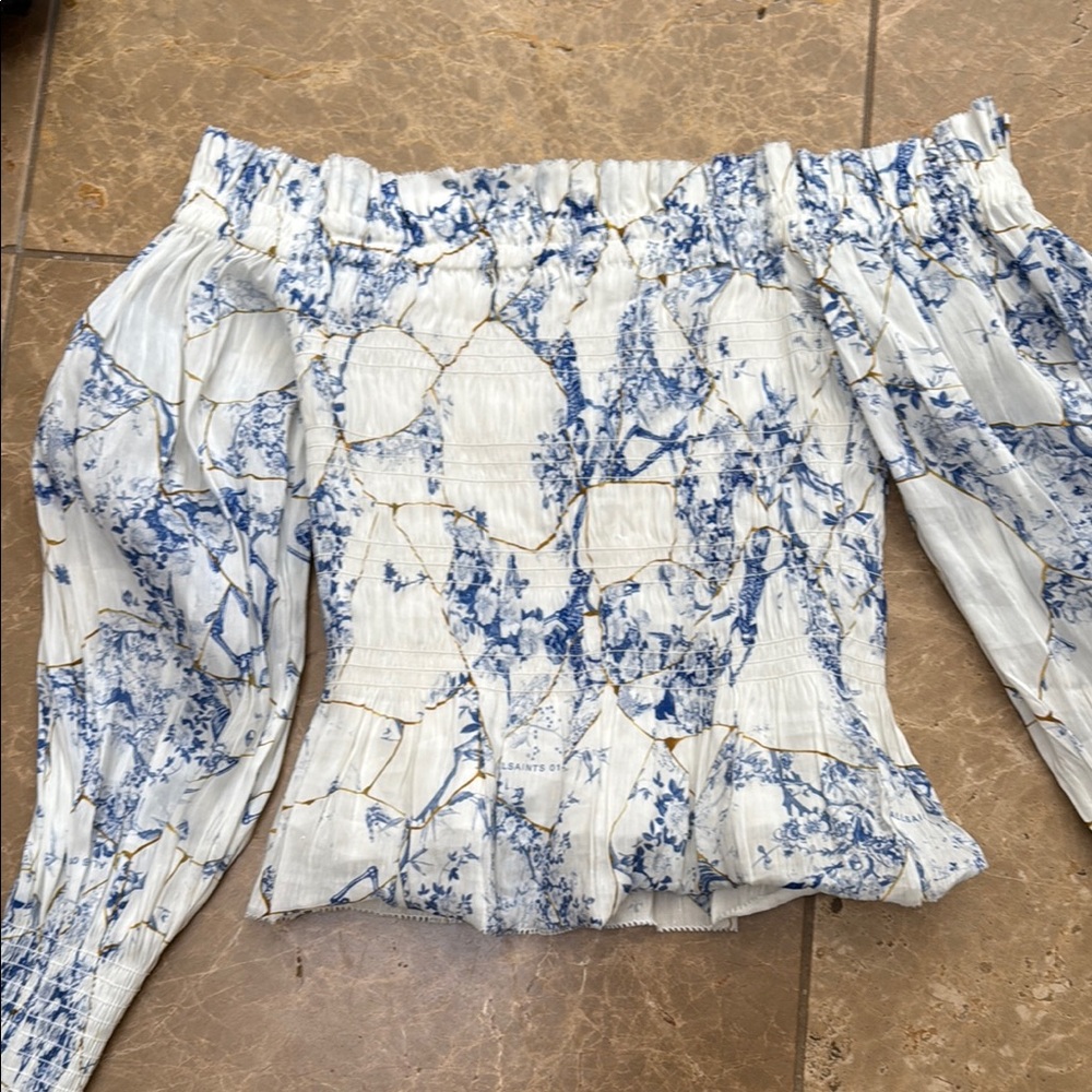 Elegant Blue and White Women's Top